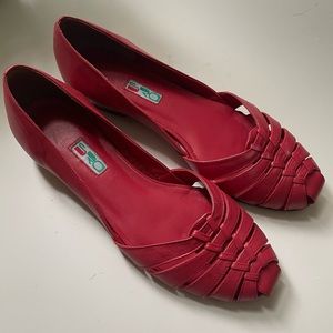 Red Leather Flats Vintage 5.5